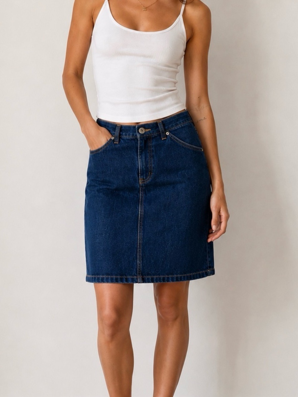 Liz Claiborne 10 100% cotton classic Y2K blue denim midi jean skirt western boho